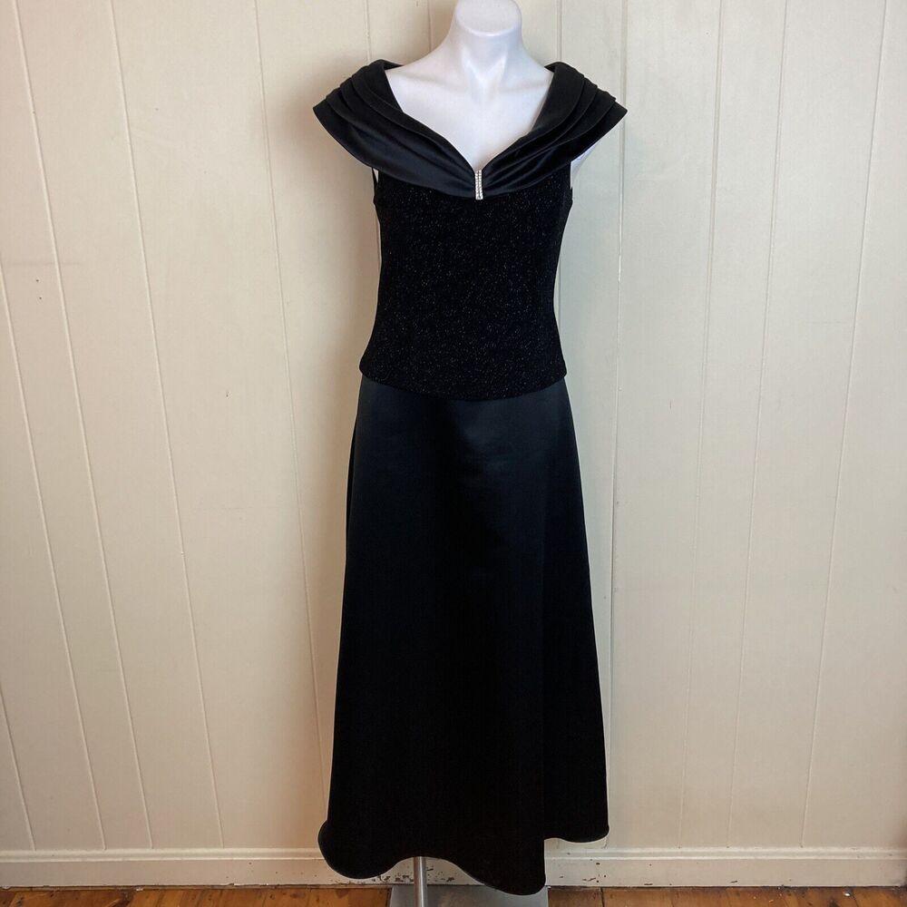 Vintage 80s 90s Sparkly Evening Gown Medium Prom Party MOTB Goth Formal